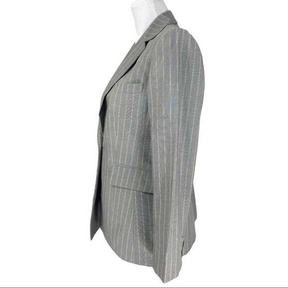 Tahari ASL Women's‎ Gray Green Pinstripe One Button Business Career Blazer 6/C37 - Picture 4 of 13
